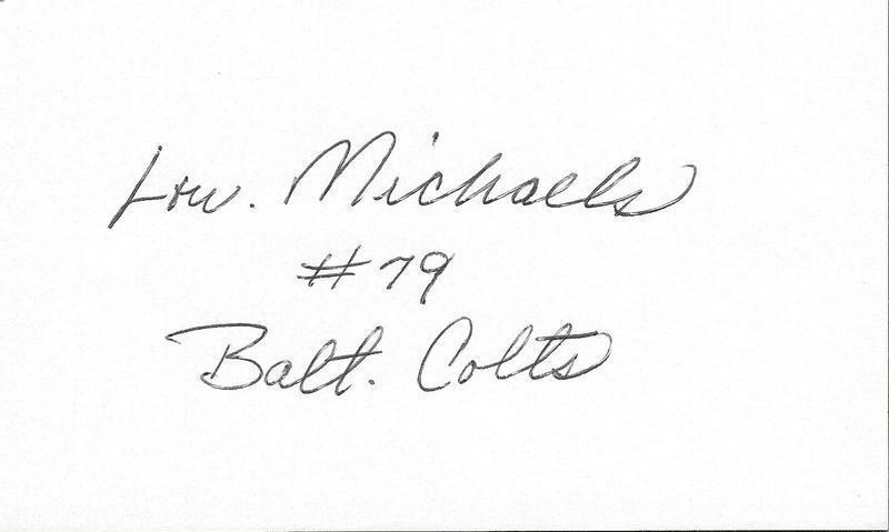 Lou Michaels Signed 3x5 Index Card Colts Kentucky