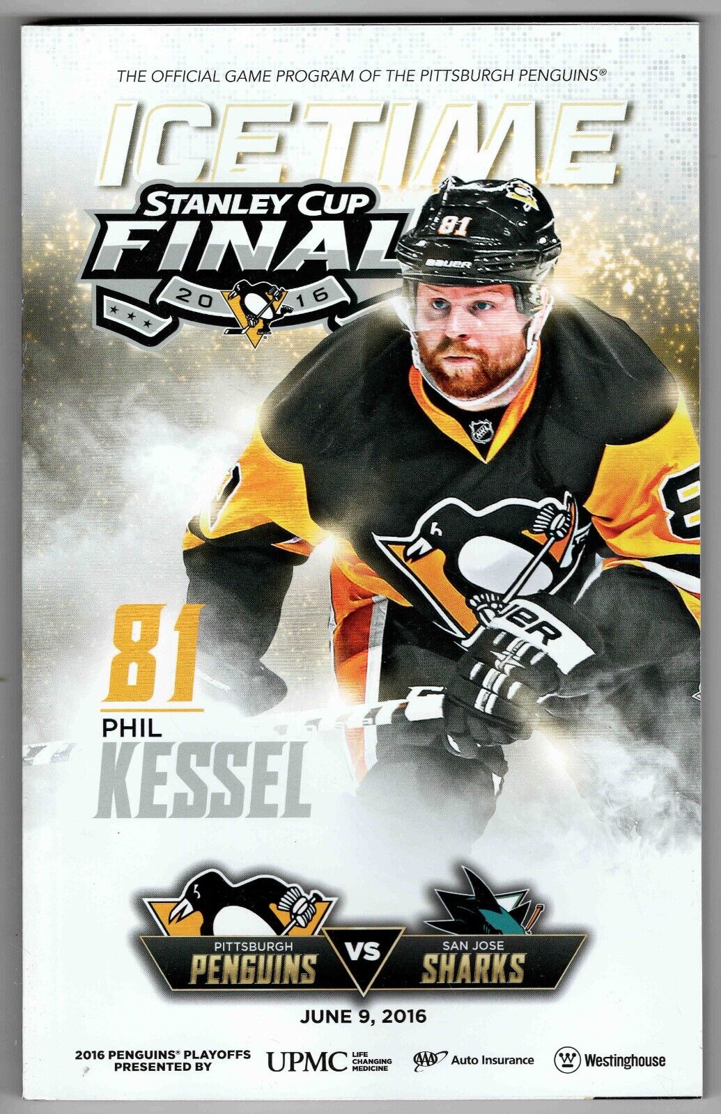 June 9 2016 Sharks @ Pittsburgh Penguins Stanley Cup Game 5 Program Kessel