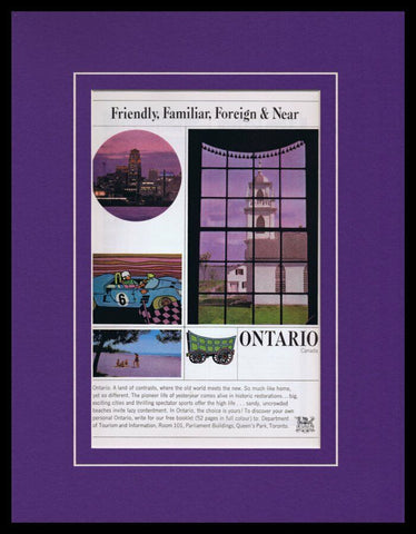 1965 Ontario Canada Tourism Framed 11x14 ORIGINAL Vintage Advertisement 