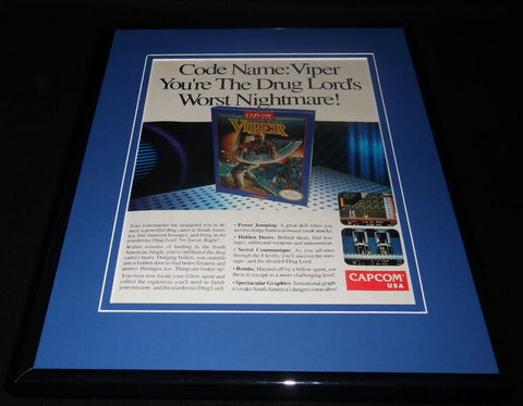 Viper 1990 NES Nintendo Capcom 11x14 Framed ORIGINAL Vintage Advertisement