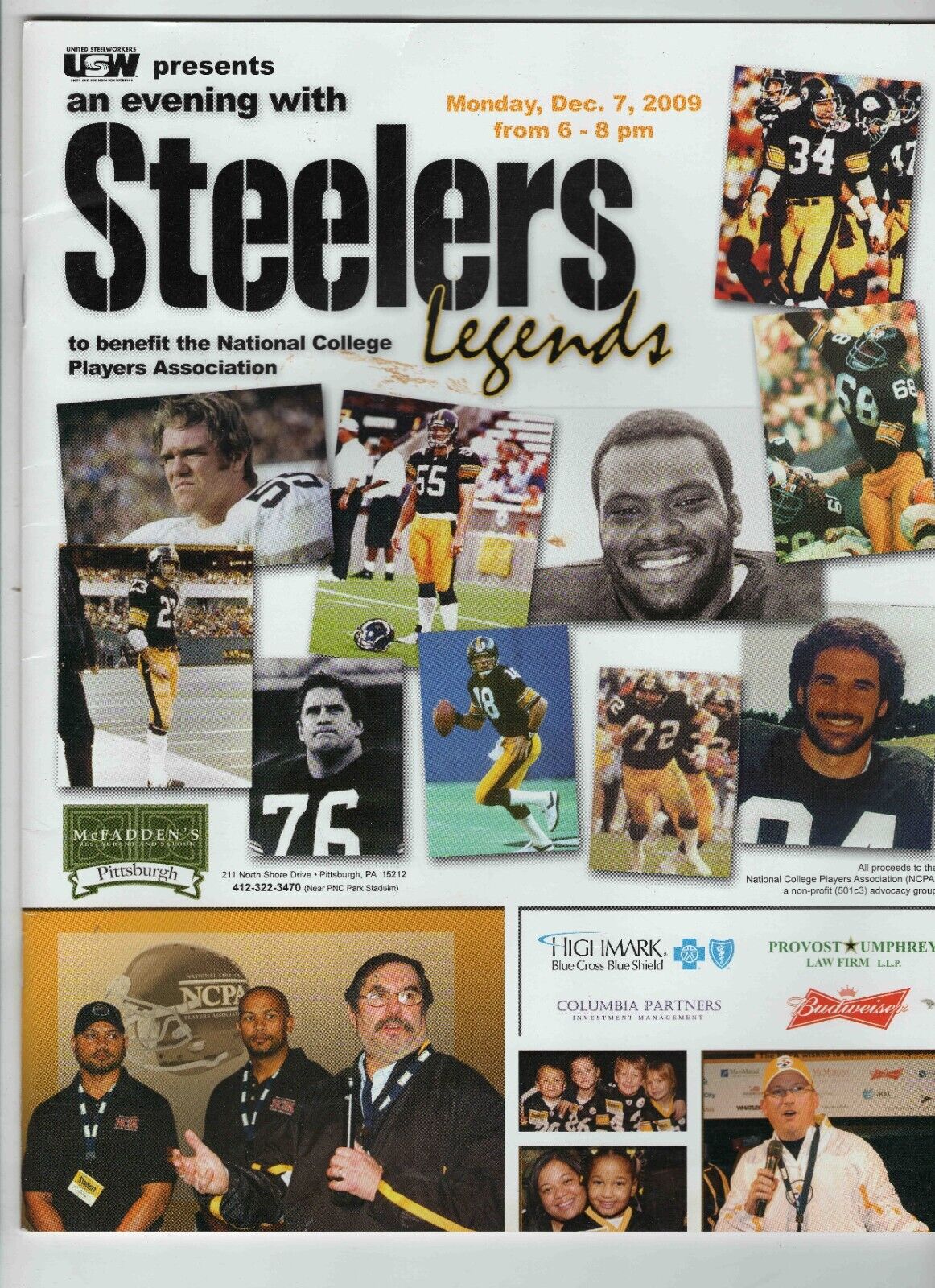 2009 USW Evening with the Pittsburgh Steelers Program