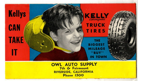 ORIGINAL Vintage Kelly Springfield Truck Tires Football Advertisement 3.5x6"