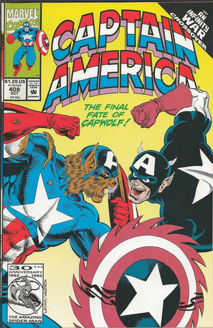 Captain America #408 ORIGINAL Vintage 1992 Marvel Comics 