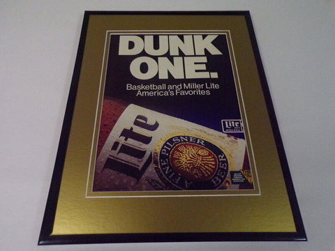 1989 Miller Lite Beer / Basketball 11x14 Framed ORIGINAL Vintage Advertisement