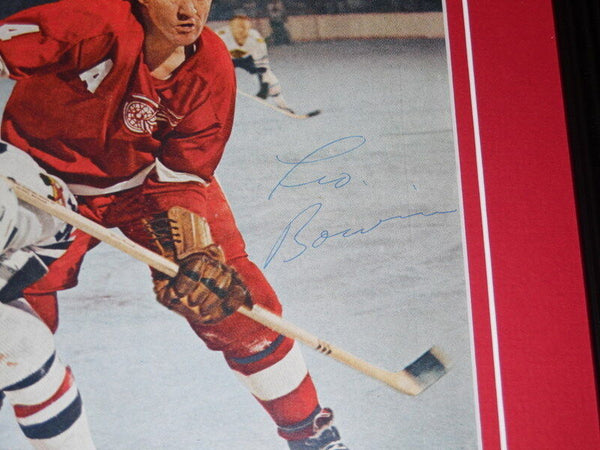 Leo Boivin Signed Framed 1966 Sports Illustrated Magazine Cover Red Wings