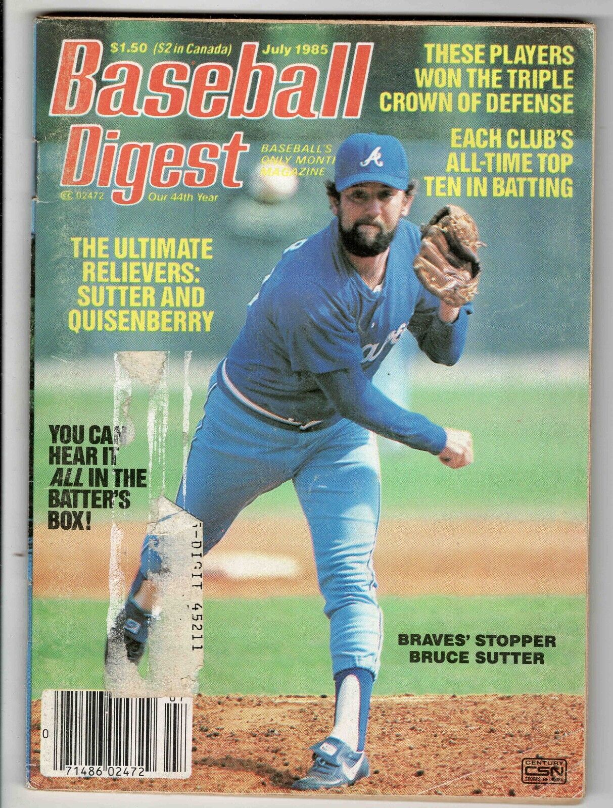 July 1985 Baseball Digest Magazine Bruce Sutter Braves