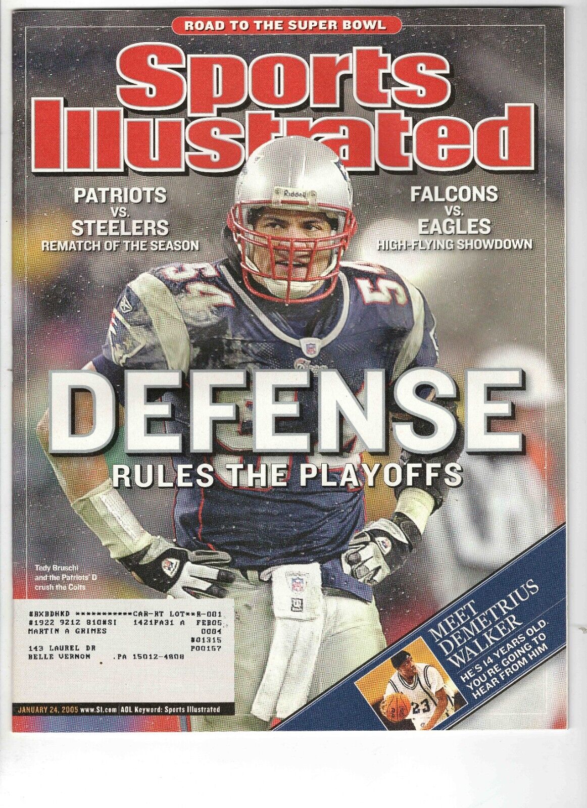 Jan 24 2005 Sports Illustrated Magazine Tedy Bruschi Patriots