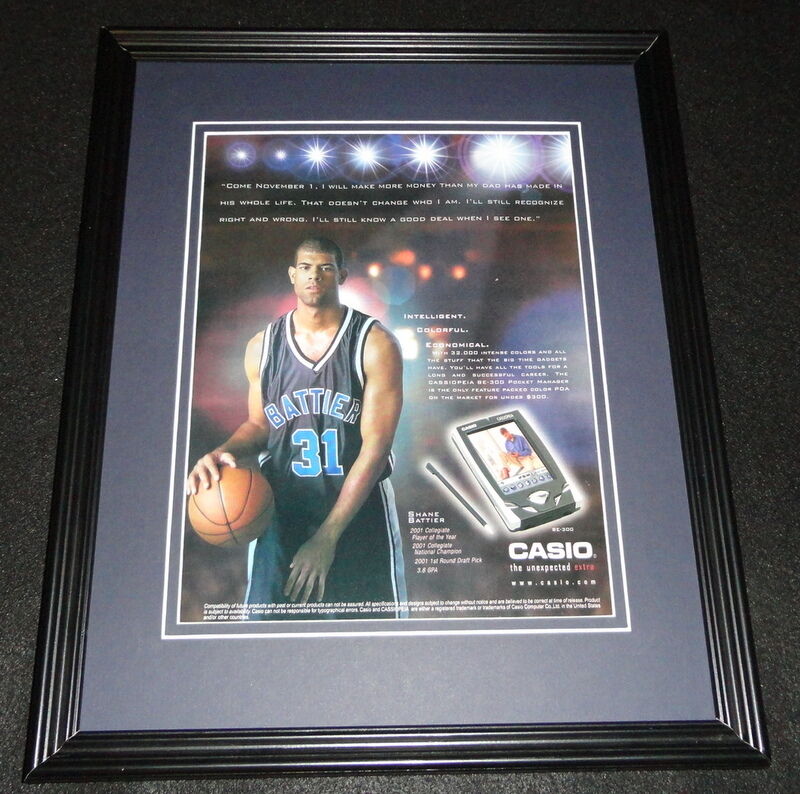 Shane Battier 2001 Casio Cassiopeia Framed 11x14 ORIGINAL Advertisement Duke