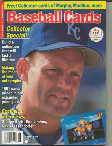 ORIGINAL Vintage May 1991 Baseball Cards Magazine w/ Cards George Brett