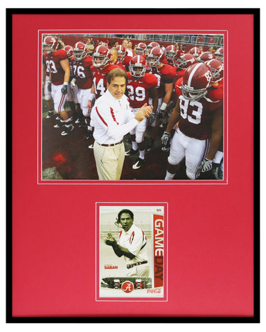 Nick Saban 2009 Alabama vs Tulane Framed 16x20 Photo & Program Cover Set 