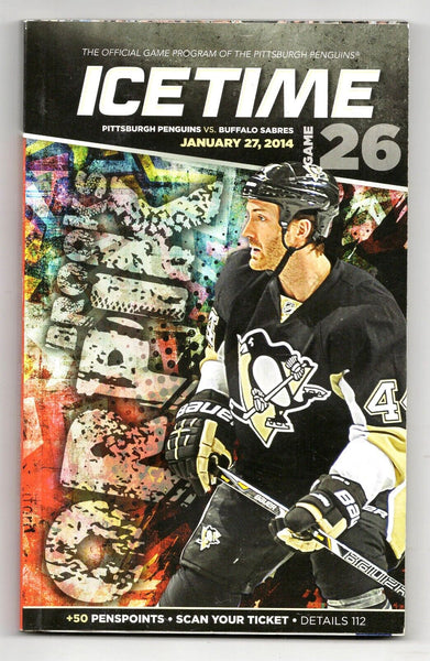 VINTAGE Jan 27 2014 Pittsburgh Penguins Buffalo Sabres Program Fleury Shutout