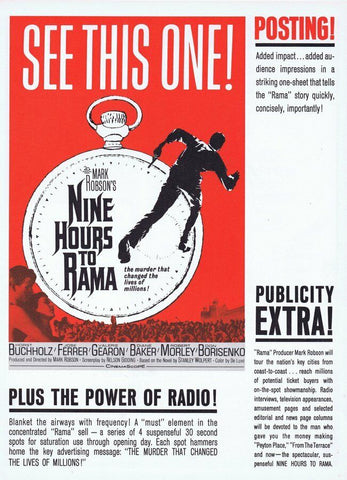 Nine Hours to Rama ORIGINAL Vintage 1963 9x12 Industry Ad Horst Buchholz