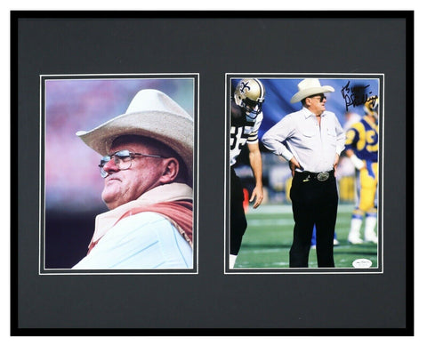 Coach Bum Phillips Signed Framed 16x20 Photo Display JSA Oilers