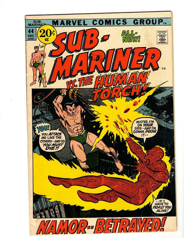 Sub Mariner #44 ORIGINAL Vintage 1971 Marvel Comics Human Torch