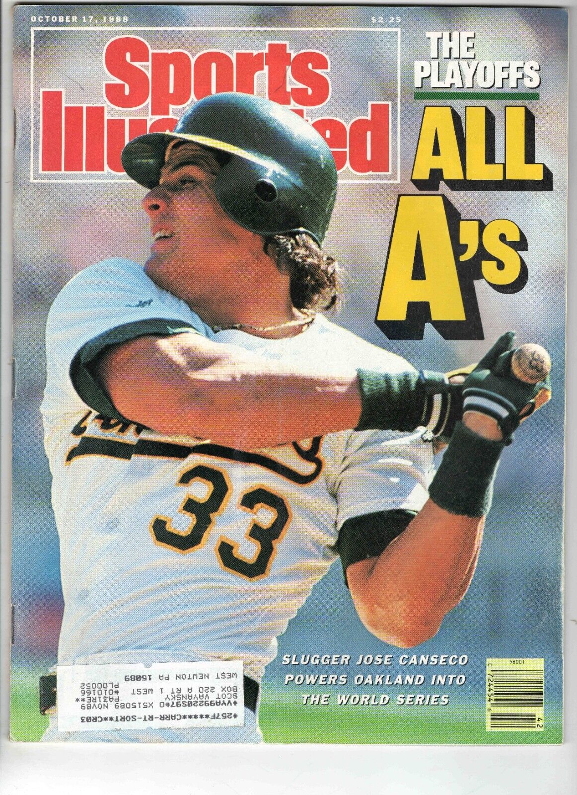 Oct 17 1988 Sports Illustrated Magazine Jose Canseco A's