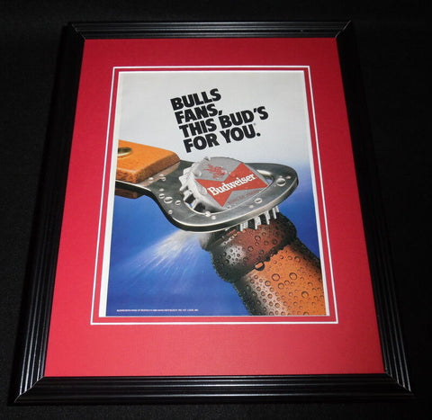 1989 Budweiser Beer / Chicago Bulls Framed 11x14 ORIGINAL Advertisement