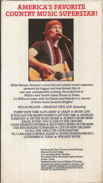 VINTAGE 1989 Willie Nelson Greatest Hits Live VHS Cassette / 18 Songs