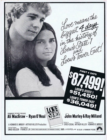 Love Story 1971 ORIGINAL Vintage 9x12 Industry Ad Ali Macgraw Ryan O'Neal B