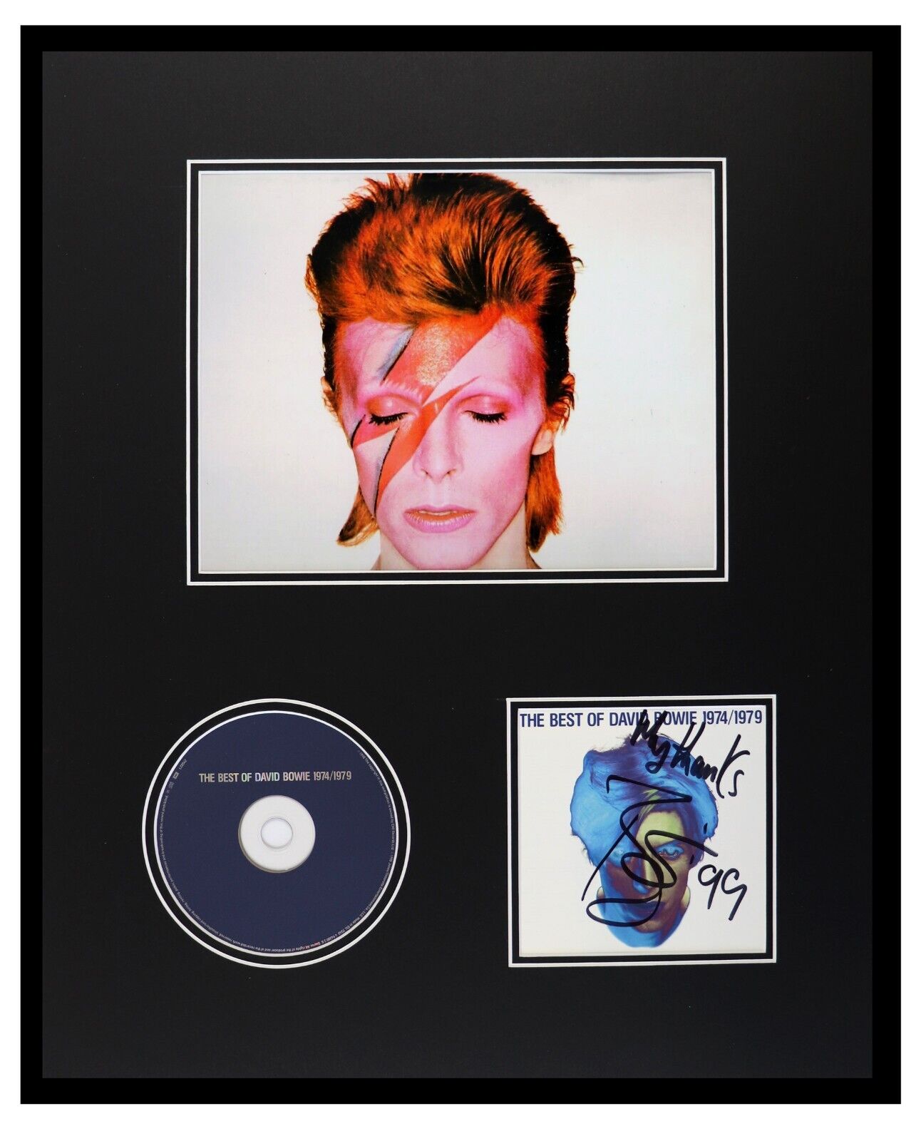 David Bowie Signed Framed 16x20 CD & Photo Display Andy Peters Bowie Auto LOA