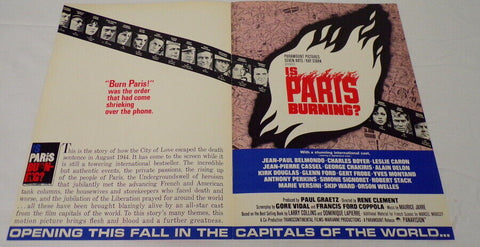 VINTAGE 1966 Is Paris Burning 12x18" Industry Poster Ad JP Belmondo Orson Welles