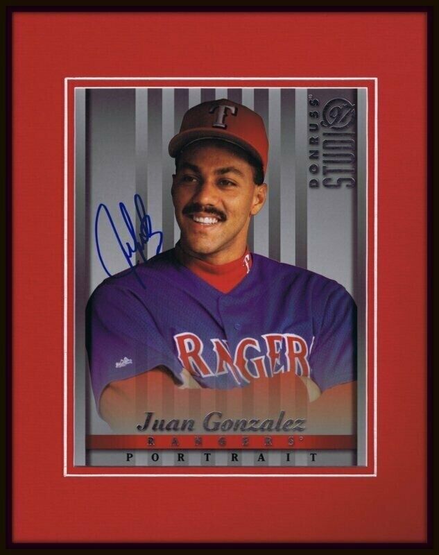 Juan Gonzalez Signed Framed 11x14 Donruss Studio Photo Display Rangers