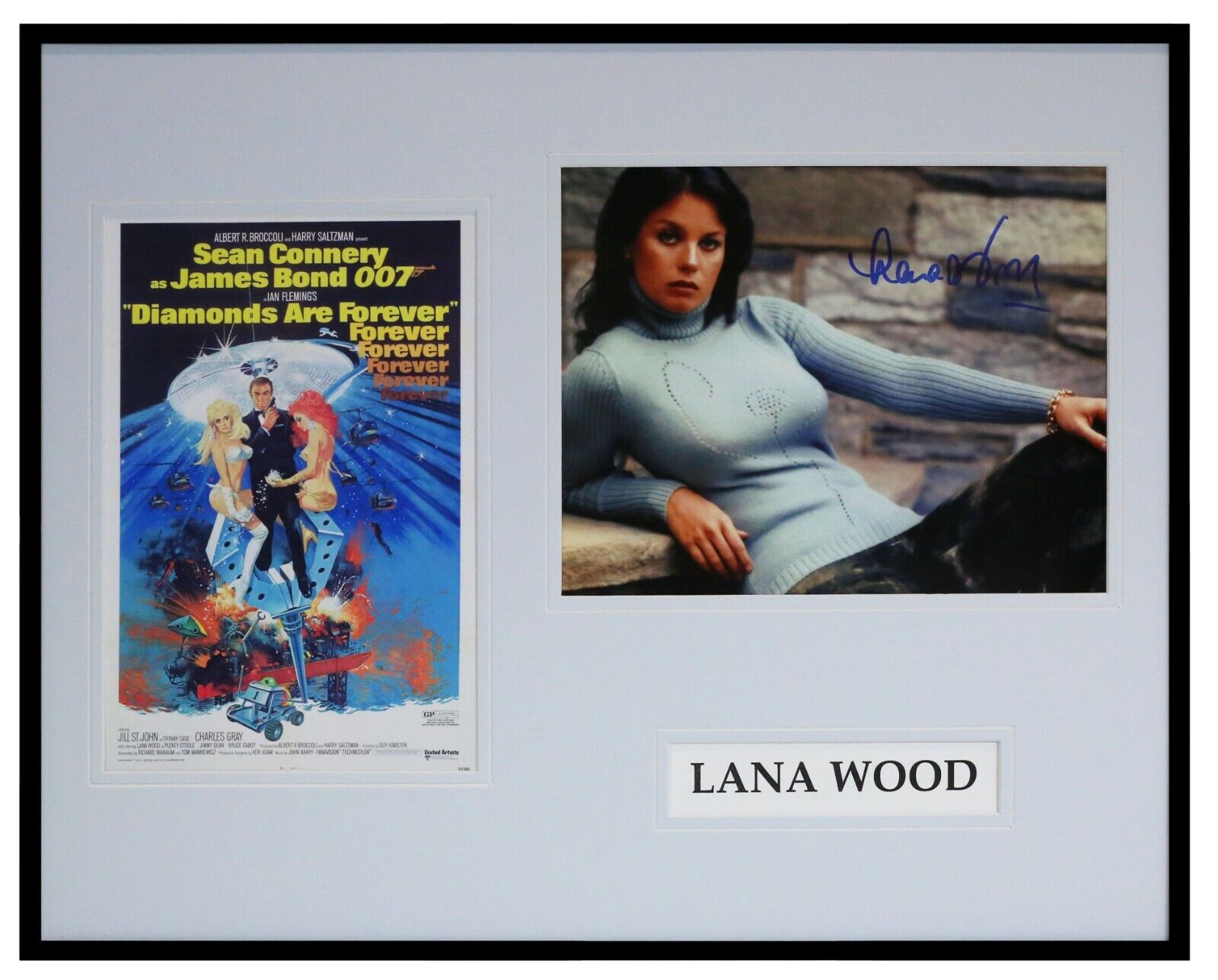 Lana Wood Signed Framed 16x20 Photo Set AW Diamonds Are Forever James Bond