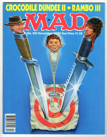 ORIGINAL Vintage 1988 Mad Magazine #283 Crododile Dundee II Rambo III