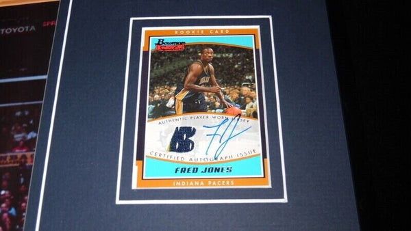 Fred Jones Signed Framed 11x17 Jersey Card & Dunk Photo Display TOPPS Pacers