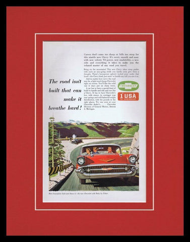 1957 Chevrolet V8 Framed 11x14 ORIGINAL Vintage Advertisement