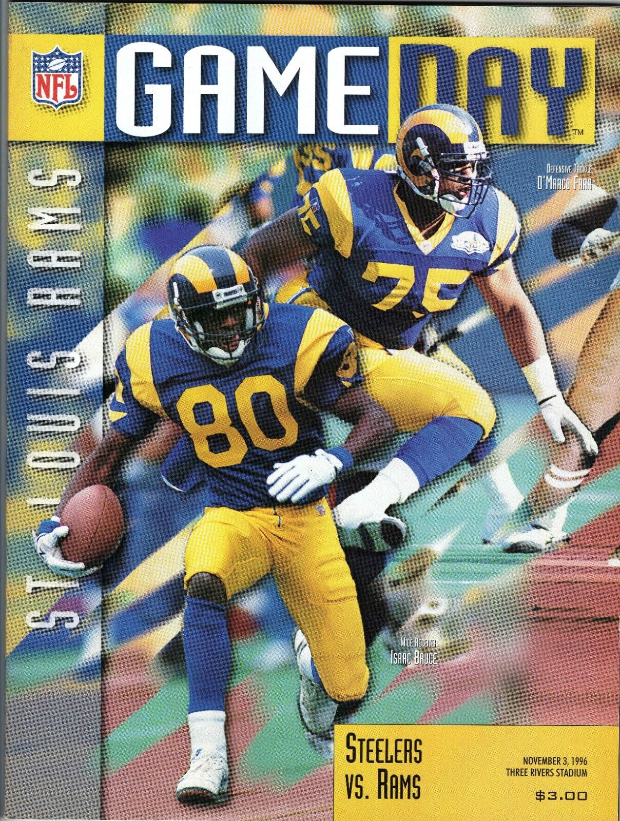 Nov 3 1996 St Louis vs Pittsburgh Steelers Program Jerome Bettis 129 Yds 2 TD