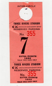 VINTAGE 1990 Pittsburgh Pirates Three Rivers Stadium Parking Pass Ticket