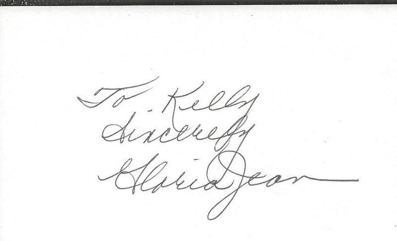 Gloria Jean Signed 3x5 Index Card JSA 