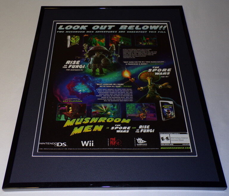 Mushroom Men Spore Wars 2008 Wii Framed 11x14 ORIGINAL Advertisement