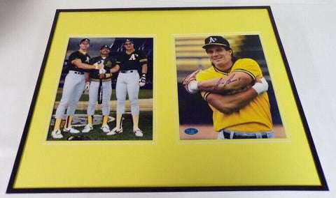 Jose Canseco Signed Framed 16x20 Photo Set A's w/ Mark McGwire Reggie Jackson