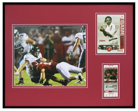 2008 Alabama vs Tulane Framed 16x20 Photo & Repro Ticket & Program Cover Set