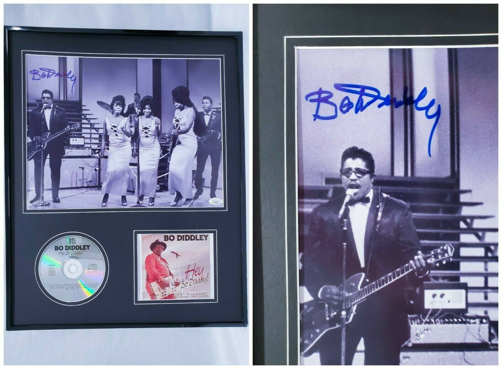 Bo Diddley Signed Framed 16x20 Photo & Hey Bo Diddley CD Set JSA