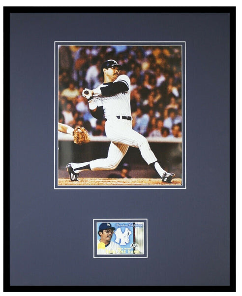 Reggie Jackson 16x20 Framed Game Used Uniform & Photo Display Yankees