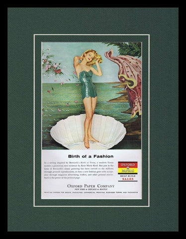 1959 Oxford Paper Bathing Beauty Framed 11x14 ORIGINAL Vintage Advertisement 