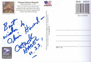 Chuck Hagel USS Signed 4x6 Vietnam Memorial Postcard Secretary of Defense