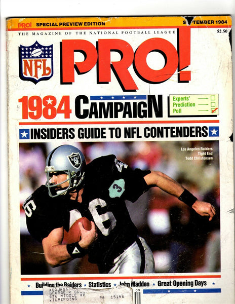 VINTAGE Sep 1984 Pro Magazine Todd Christensen Raiders