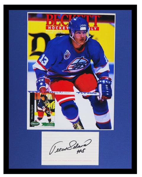 Teemu Selanne Signed Framed 11x14 Beckett Hockey Cover Display Jets