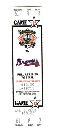 Apr 29 1994 Atlanta Braves @ Pittsburgh Pirates Ticket Deion Sanders McGriff