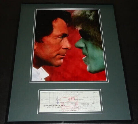 Bill Bixby Signed Framed 1968 Check & Photo Display 16x20 The Hulk JSA