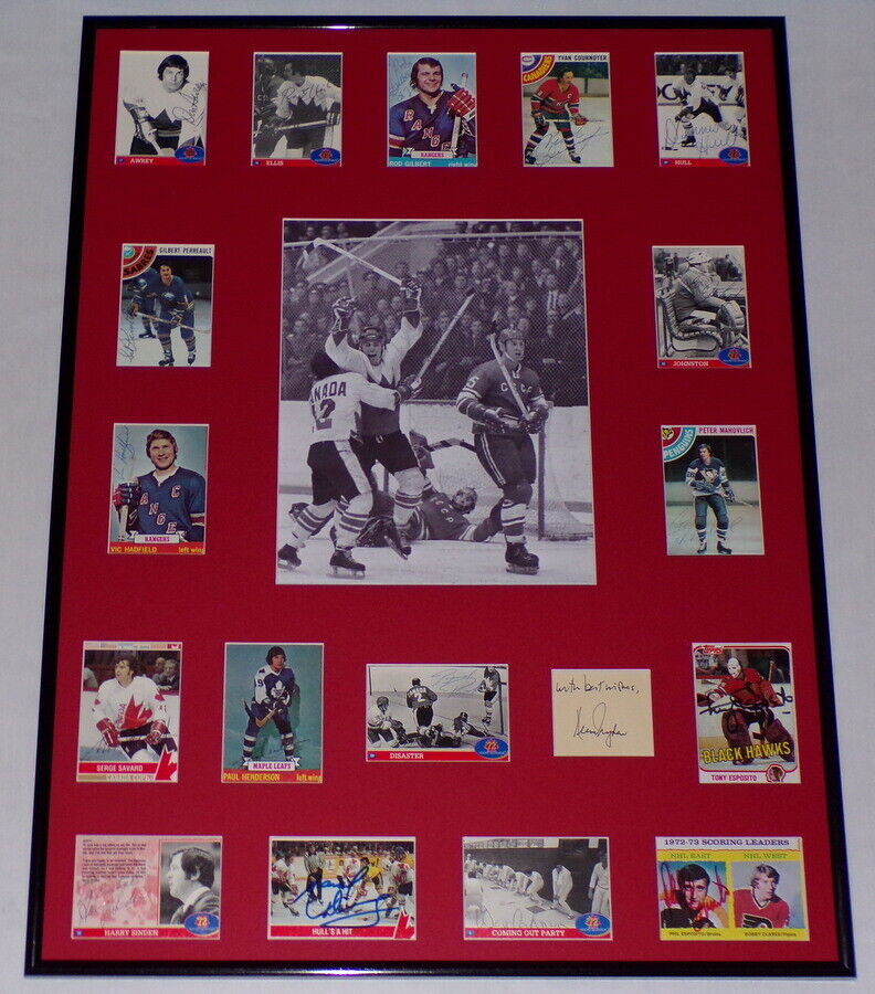 1972 Summit Series Team Canada Signed Framed 18x24 Photo Display Dryden Hull