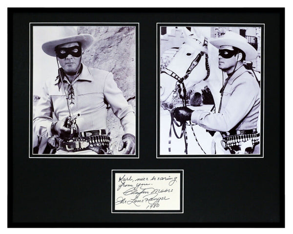 Clayton Moore Signed Framed 16x20 1980 Note & Photo Display JSA Lone Ranger 