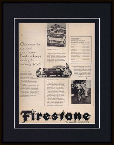 1968 Firestone Tires 11x14 Framed ORIGINAL Vintage Advertisement