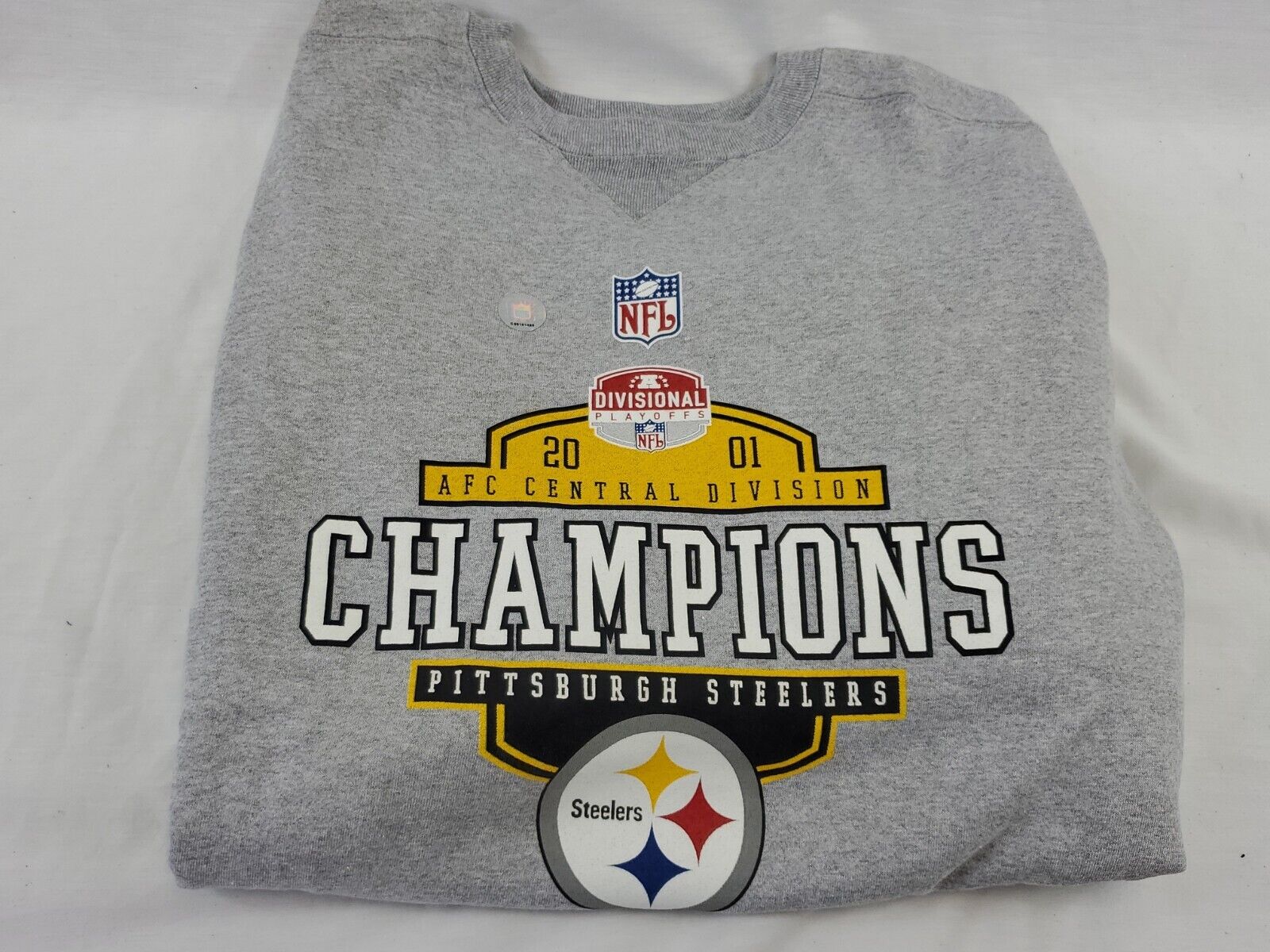 VINTAGE 2001 Reebok Pittsburgh Steelers AFC Central Champs Gray Sweatshirt XXL