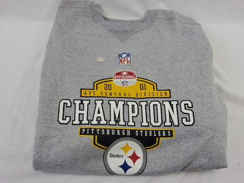 VINTAGE 2001 Reebok Pittsburgh Steelers AFC Central Champs Gray Sweatshirt XXL