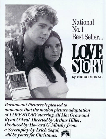 Love Story 1970 ORIGINAL Vintage 9x12 Industry Ad Ali Macgraw Ryan O'Neal 