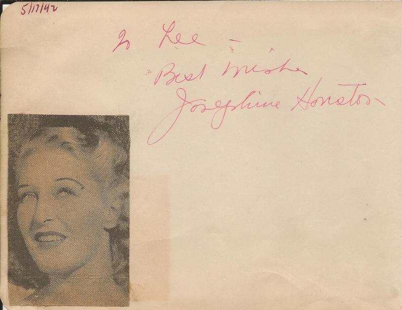 Josephine Houston Signed Vintage 1942 Album Page